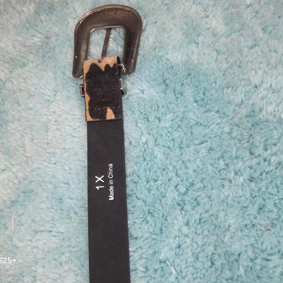 Cow Print Belt with Silver Buckle - Picture 6 of 6